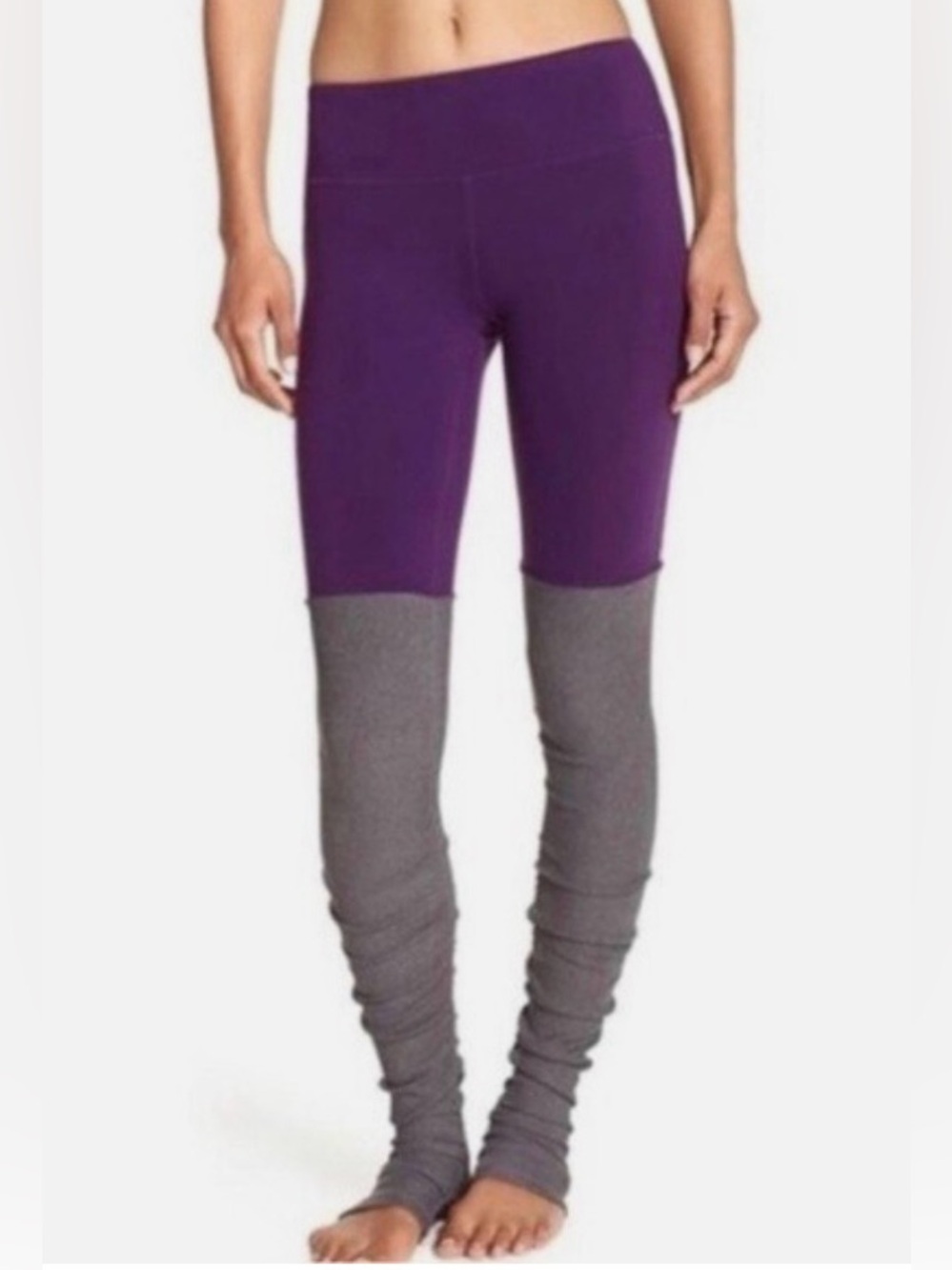 ALO Yoga Goddess Violet and Gray Colorblock Leggings With Footies Size XS